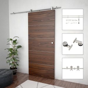 Sliding Door Fitting Set 183 cm Stainless Steel Silver