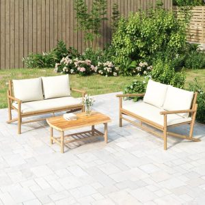 garden bench with cream-white cushions,   garden chairs 2
