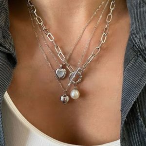 Best Of Crazy Necklace Set Three Piece Layered Silver Color Adjustable Fashion Jewelry Gift For Her