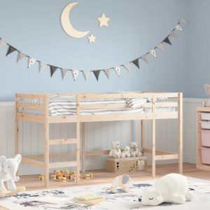 Children's Loft Bed with Ladder, Solid Pine Wood,   Children's Loft Bed