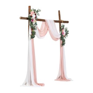Artificial Wedding Arch Flowers Kit (Pack Of 4) With 21Ft Wedding Arch Draping Fabric,Arch Flowers For Wedding Ceremony And Reception Backdrop Wedding Decoration (Blush Pink & Ivory)