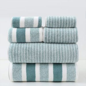 Wide And Narrow Striped Towel Set Coral Fleece Bath Towel