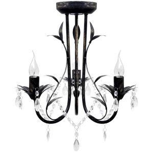 Art Nouveau ceiling lamp with crystal beads, 3 x E14