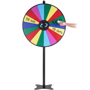 36 Inch Spinning Prize Wheel, 18 Slots Spinning Wheel, Roulette Wheel With A Dry Erase And 2 Markers, Tabletop Or Floor Standing Win Fortune Spin Games In Party Pub Trade Show Carnival