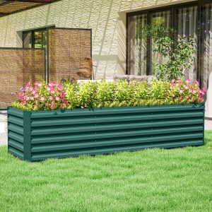8x2x2ft Galvanized Raised Garden Bed Kit with Safety Edging for Flowers