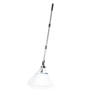Leaf Rake Steel Garden Rake 18-Tine 32.3-55.6 Inch Adjustable Long Handle