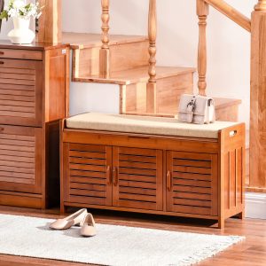 Shoe Bench with Storage Cabinets