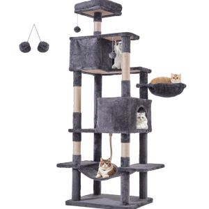 Large Cat Tree Tower, 80 Cat Tree  Large Cats, Multi Level With Scratching Post, Cozy Cat Jumping Platform Space, Grey