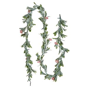 Christmas Garland, 6.6-FT Realistic Greenery Decorated With Vines, Olive Leaves, And Berries, Evergreen Faux Garlands With Light String For Indoor Outdoor Xmas Decoration On Mantel Fireplace