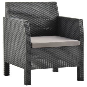 Garden Chair with Cushion Anthracite 63x65x76 cm PP Rattan