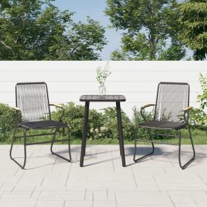 Garden Chairs, 2 pcs., Black, 58x59x85.5 cm, PVC Rattan