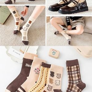 5 Pair Women Patterned Socks Soft Comfortable Everyday Style