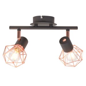 ceiling light with 2 spotlights E14 and copper