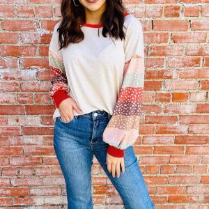 Jet Stream Contrast Leopard Color Block Sleeve Loose Pullover