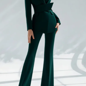 Dark Green Suede Vintage 2-Piece Suit