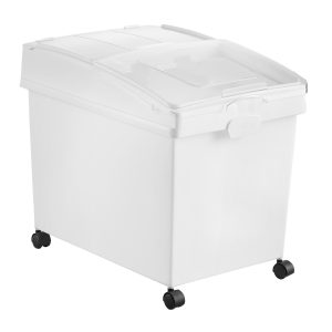 Ingredient Bin, 10.5 Gallons Capacity Ingredient Storage Bin, PP Material Flour Bins On Wheels, White Shelf Ingredient Bin With Scoop And Sliding Lid, Commercial Storage Bins 3 Pcs/Set