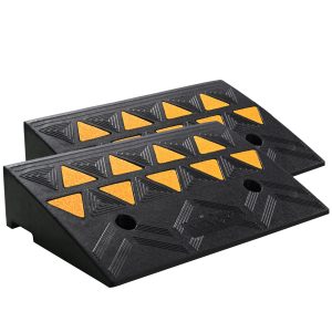 Rubber Curb Ramp 2 Pack, 4.3' Rise Height Heavy-Duty 33069 Lbs/15 T Capacity Threshold Ramps, Driveway Ramps With Stable Grid Structure For Cars, Wheelchairs, Bikes, Motorcycles