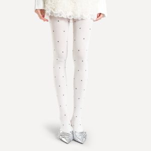 Cotton Slightly Transparent Gray Polka Dot Pantyhose