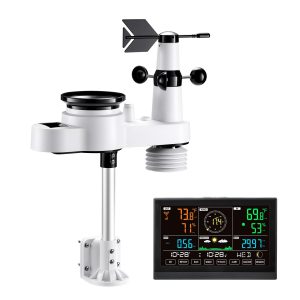 5-in-1 Wireless Weather Station 7.5 In Display Indoor Outdoor Thermometer Sensor