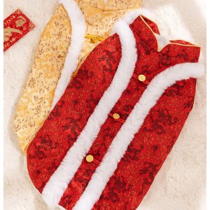 For Autumn And Winter, Large And Medium-sized Dogs, Golden Retrievers, New Year Rabbit Fur, Large Dogs, Button-up Tang Suits, Chinese-style Cotton-padded Clothes, And Pet Dog Clothing