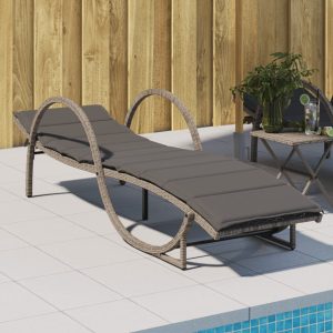 sun lounger with cushion 60x poly rattan