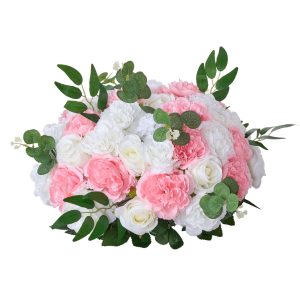 Flower Balls For Wedding Centerpieces Fake Flower Arrangement Pink + White 10PCS