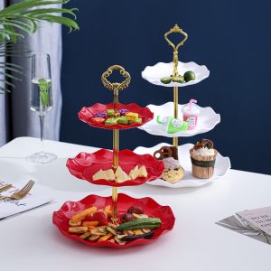 Three-layer Fruit Plate Dessert Table Cake Stand Snack Rack Wedding Party Candy Tray