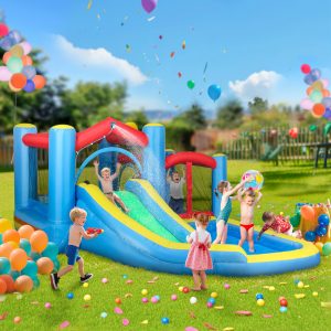 Inflatable Water Slide Bounce House w/ 550W Blower