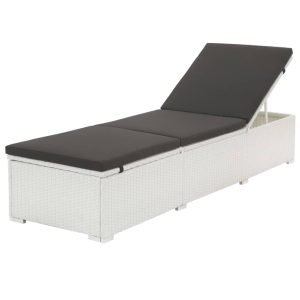 sun lounger with cushion, poly rattan