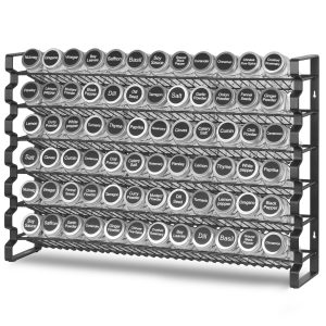 Spice Rack Organizer For Cabinet, Spice Organizer With 72 Empty Spice Jars, Lids, Spice Labels, And Funnel Complete Set, Seasoning Organizer For Countertop, Kitchen, Pantry, Cupboard, 23x16 In
