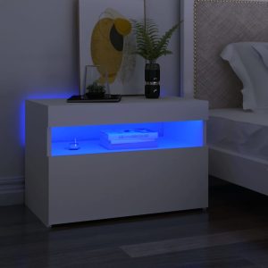 bedside table with LED lights, 60x wood composite,   bedside tables