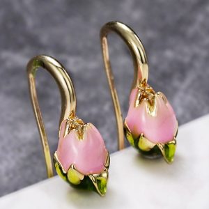 French Vintage Tulip Earrings, Forest-style Energetic Girl Sweet