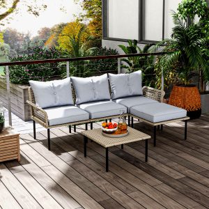5-Piece Patio Furniture Set with Sofa