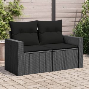 Garden Sofa with Cushions 2-Seater Poly Rattan
