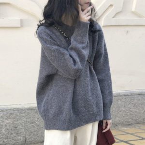 Lazy And Gentle Japanese-style Knit Base Layer For Outerwear