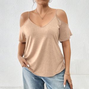 Slim-fit Off-shoulder Sexy Camisole T-shirt Top