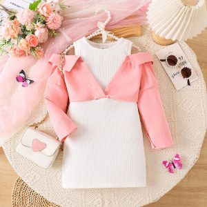 Toddler's Off-shoulder Patchwork Dress