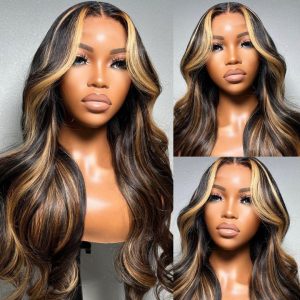 Highlight Ombre Lace Front Wavy Lace Glueless Wig
