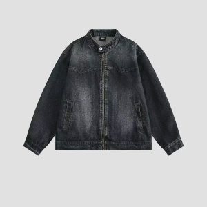 Men's Washed Vintage Denim Jacket For Spring And Autumn
