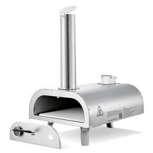 Pizza Oven Outdoor, 12" Pellet Pizza Oven, Portable Pizza-Stove With Built-in Thermometer, Wood Fired Stainless Steel Pizza-Maker, For Backyard, Camping, Pizza-Stone, Shovel, Carry Bag, Silver