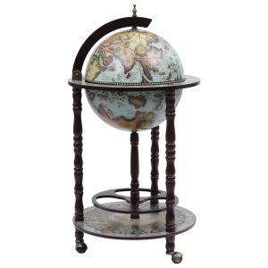 Globe Bar with Bottle Rack, Eucalyptus Wood