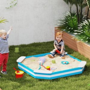 Kids Sandbox with 4 Corner Seats