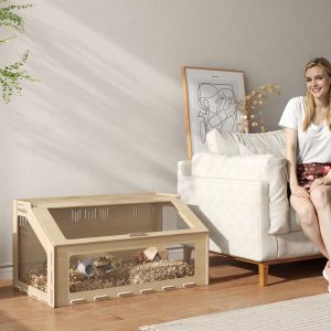 Hamster Cage Habitat with Acrylic Window & Openable Top for Dwarf Hamster