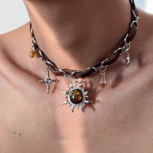 Punk Love Wrapped Rivet Metal Leather Collar