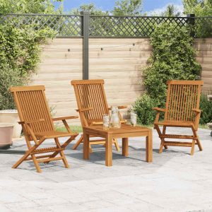 Garden Chairs 3 pcs. Solid Teak Wood   Garden Chairs
