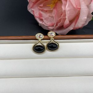 Design-sense Black And Gold Glass Earrings