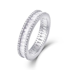 Studded With Stars - A Wedding Ring Set With Top-quality Moissanite S925 Silver And Platinum-plated Diamond. The Ring Can Be Inspected With A Diamond Pen