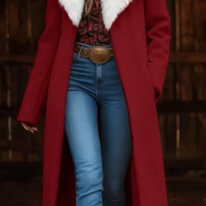 Fashion Retro Women's Coat, Warm Printed Long Coat