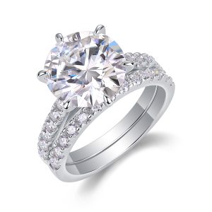 Star Double Dance - A 5-carat S925 Silver Diamond Ring Set With Top-quality Moissanite And Platinum Plating. The Wedding Ring Can Be Inspected With A Diamond Pen