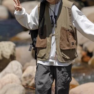 Retro Multi-pocket Vest Men's Zipper Sleeveless